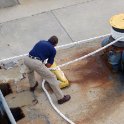 Untying the mooring ropes
